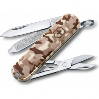 Нож перочинный Victorinox CLASSIC, сталь X55CrMo14, рукоять Cellidor®, песочный камуфляж купить в Рязани