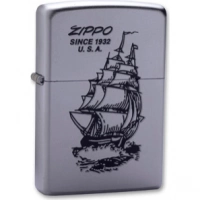 Зажигалка ZIPPO Boat-Zippo Satin Chrome, латунь с ник.-хром. покрыт., сереб., матовая, 36х56х12мм купить в Рязани