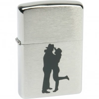 Зажигалка ZIPPO Cowboy Couple Brushed Chrome, латунь, ник.-хром. покр., серебр., матов., 36х56х12 мм купить в Рязани