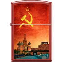 Зажигалка ZIPPO Красная Москва, латунь/сталь с покрытием Red Matte, красная, матовая, 36x12x56 мм купить в Рязани