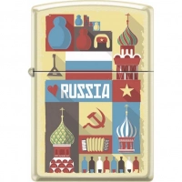 Зажигалка ZIPPO Открытка из России, латунь/сталь с покрытием Cream Matte, кремовая, 36x12x56 мм купить в Рязани