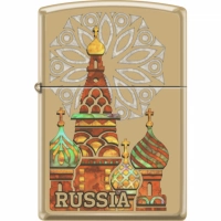 Зажигалка ZIPPO Россия с покрытием High Polish Brass купить в Рязани