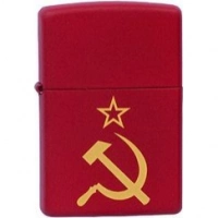 Зажигалка ZIPPO Серп и Молот Red Matte, латунь с порошковым покрытием, красная, матовая, 36х56х12 мм купить в Рязани